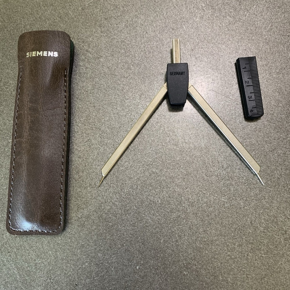 Siemens Pacesetter ECG EKG Calipers Germany with Leather Sleeve‎ & Ruler Cap VTG